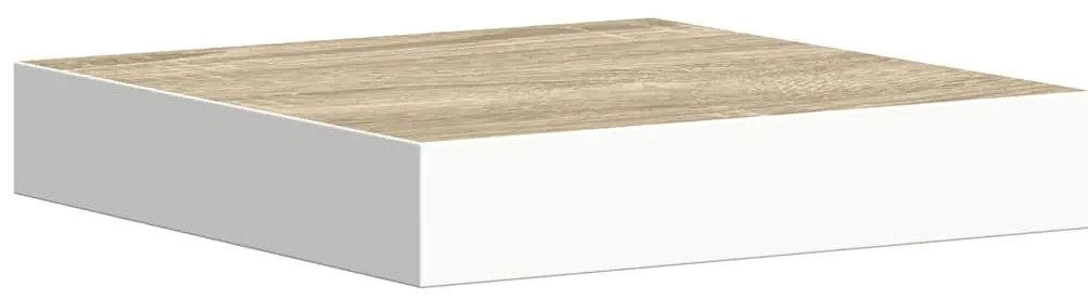 326567 vidaXL Окачен стенен рафт, дъб и бял, 23x23,5x3,8 см, МДФ