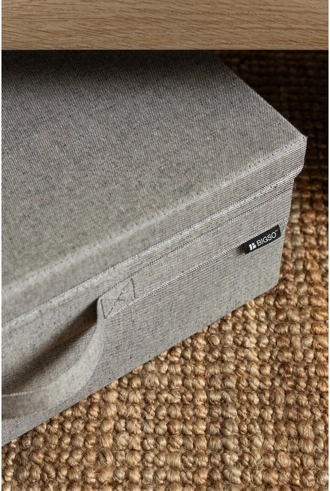 Сива текстилна кутия за съхранение с капак 46x56x16 cm Soft Storage Low – Bigso
