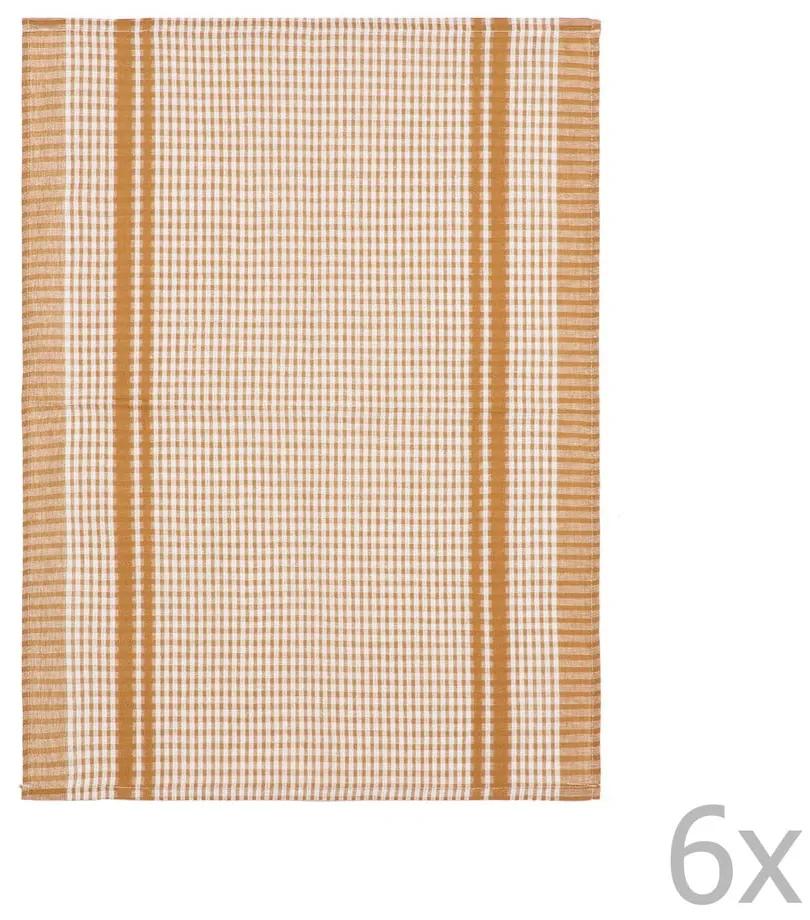 Комплект от 6 кафяви памучни кърпи за чай Waffle, 50 x 70 cm - Tiseco Home Studio