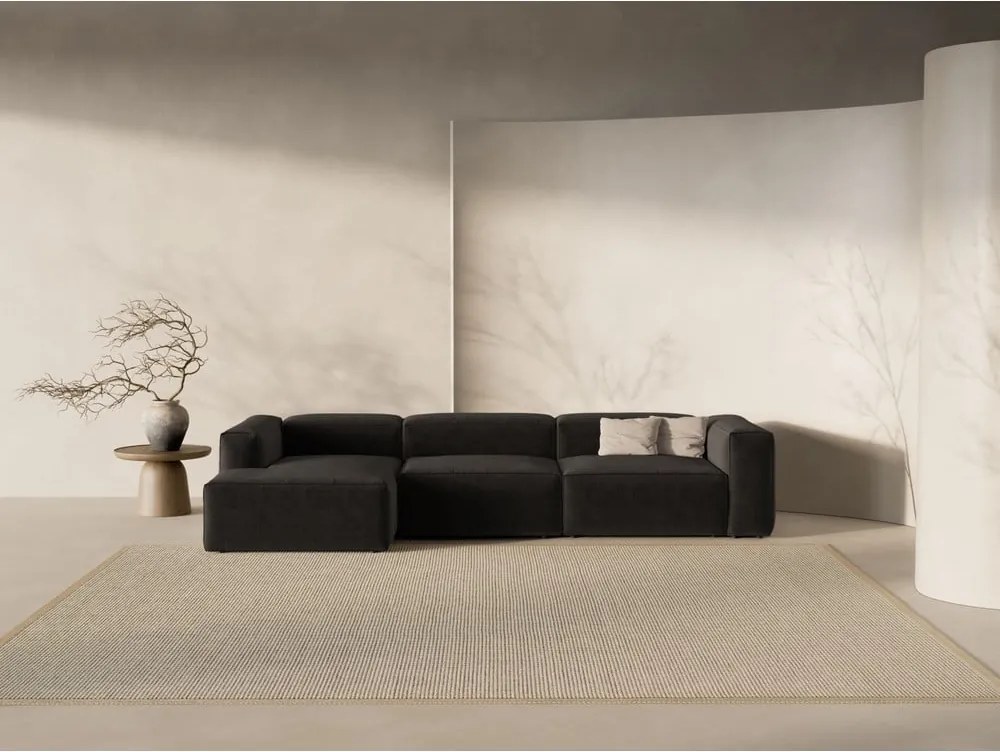 Черен ъглов диван (ляв ъгъл) Bergamo – Cosmopolitan Design