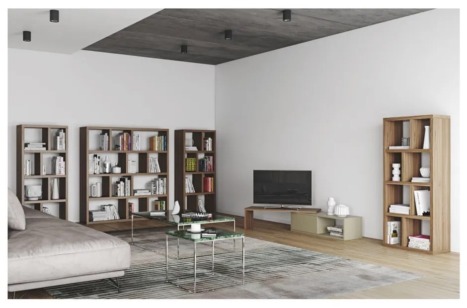 Сива променлива маса за телевизор с орехов фурнир Move - TemaHome