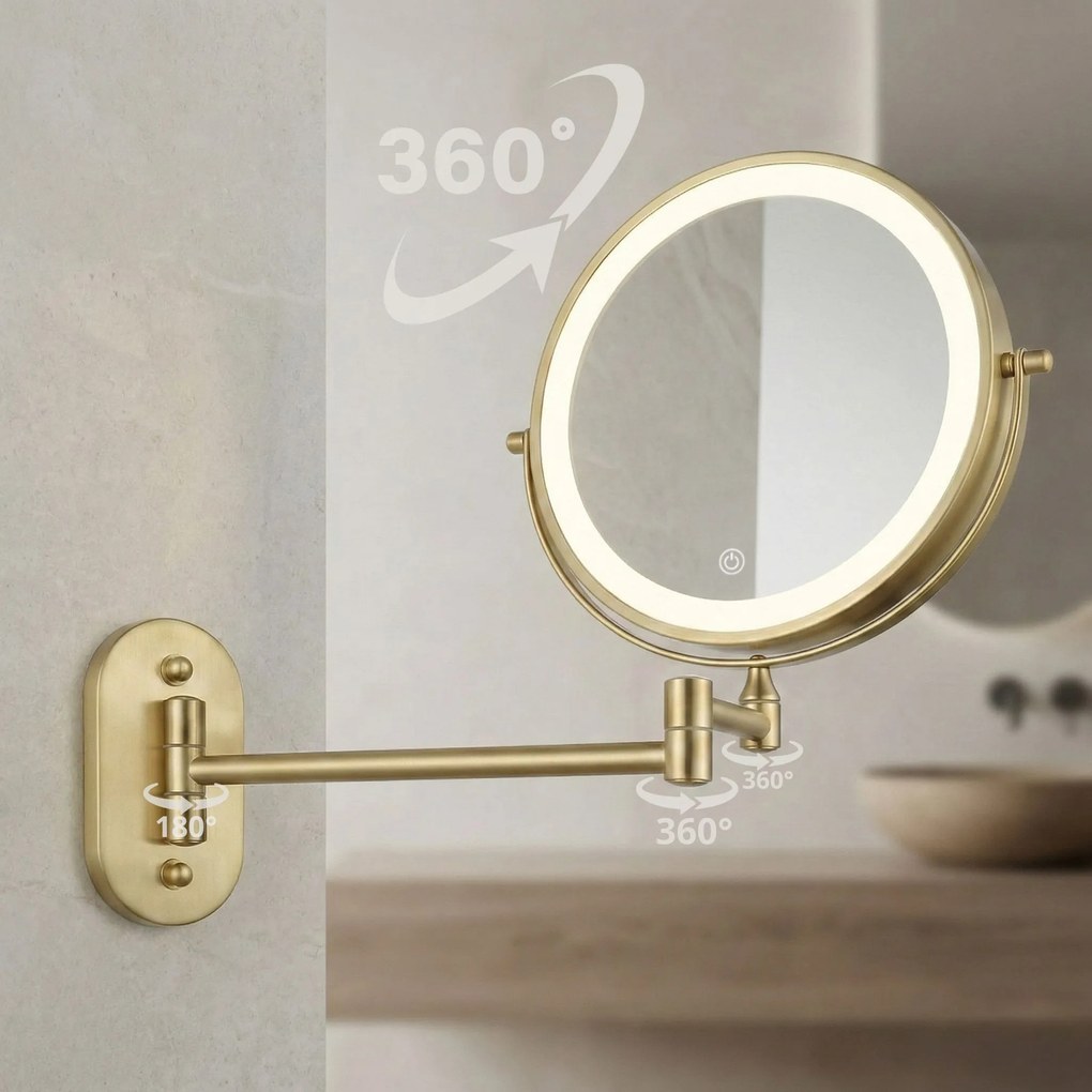 Огледало LED Glow Brush Gold