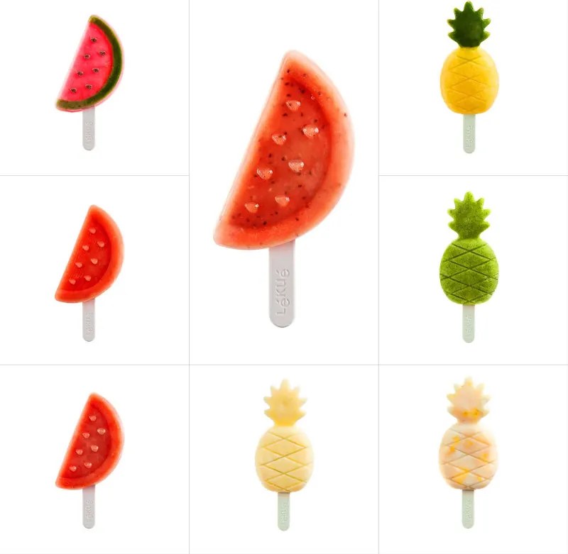 Комплект от 4 форми за сладолед на клечка Lekue 1010239, 340 мл, -20°C / +100°C, Платинен силикон, Многоцветен