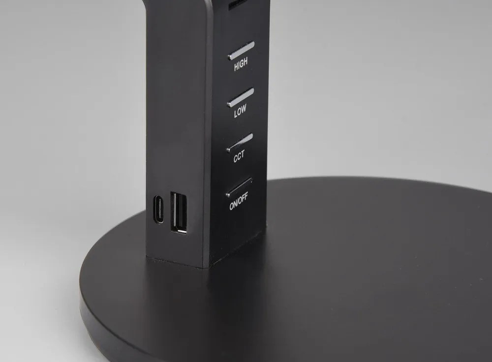 Матово черно LED затъмняваща се настолна лампа (височина 40 cm) Ava – Trio