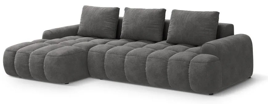 Сив кадифен сгъваем/с място за съхранение ъглов диван (ляв ъгъл) Linz – Cosmopolitan Design