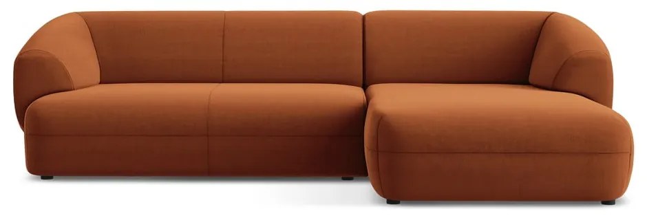 Оранжев кадифен ъглов диван (десен ъгъл) Moana – Makamii
