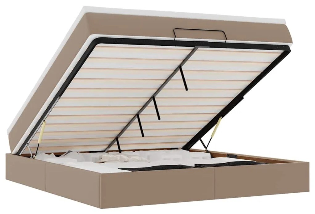 3311050 vidaXL Османска легло с матрак, капучино, 160x200 см, изкуствена кожа