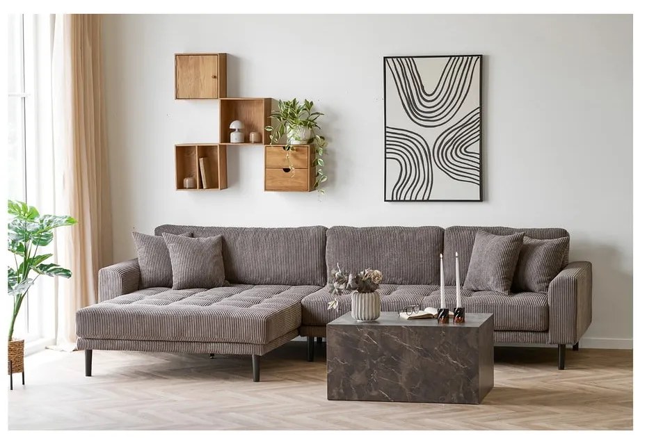 На няколко нива стенен рафт от масивен дъб в естествен цвят 18 cm Townsville – House Nordic