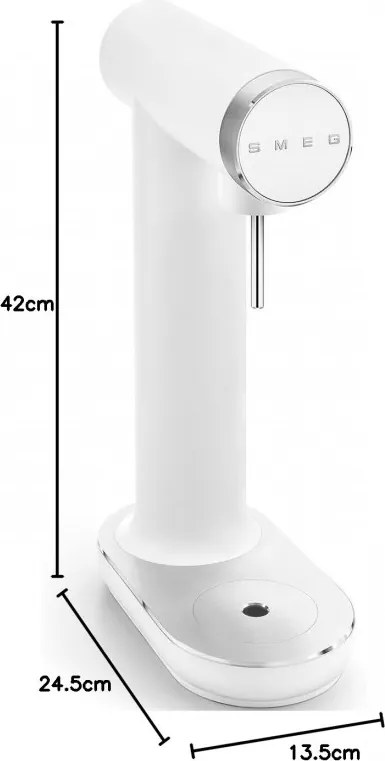 Машина за сода SMEG Collezione SKC01WHM, 800 мл, CO2, Предпазен клапан, Тавичка за отцеждане, Ръчна, Бял мат