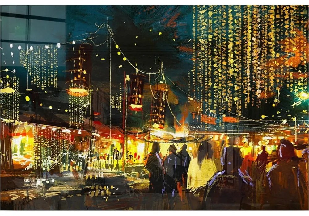 Картина върху стъкло 70x50 cm City Street - Wallity