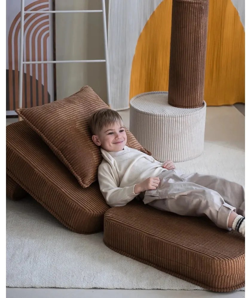 Кафява детска възглавница за диван от рипсено кадифе Block – Wigiwama