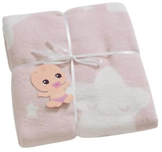 Светлорозово бебешко одеяло от флийс 100x120 cm Star – Mijolnir