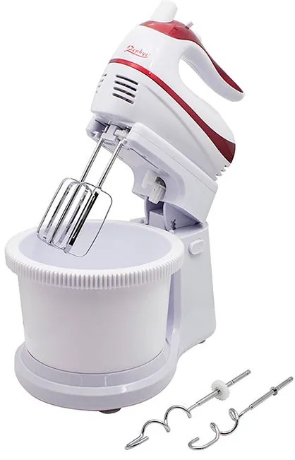 Миксер с купа 2в1 ZEPHYR ZP 1115 A, 500W, 5 скорости + Турбо, 2x2 бъркалки, Бял/червен