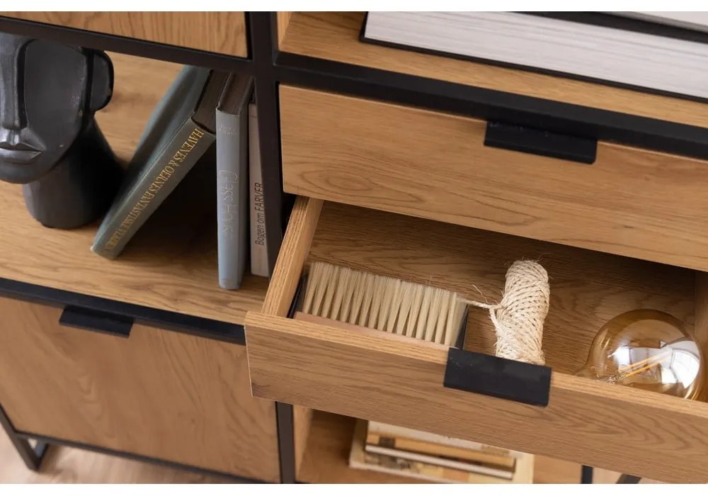 Черна етажерка за книги в дъб 85x141 cm Swindon - Actona