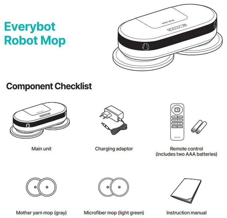 Робот за миене на подове Everybot EDGE 2 RS350, 27W, 210 мл, Мокро/сухо, Автономност до 200 мин, 7 режима, Сензор против падане/блъскане, Бял