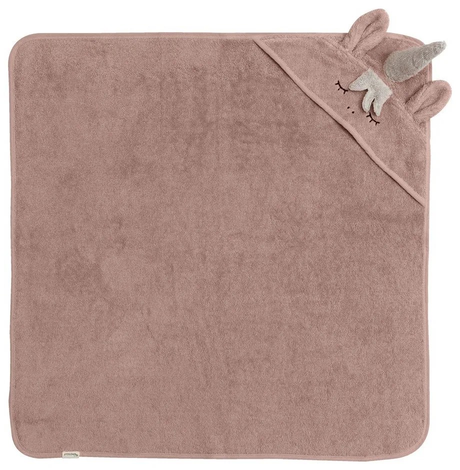 Розова памучна детска хавлия с качулка 75x75 cm Unicorn – Kindsgut