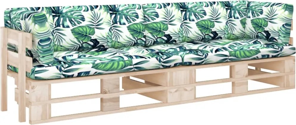 3066684 vidaXL 2-местен палетен диван с възглавници, бор с импрегнация