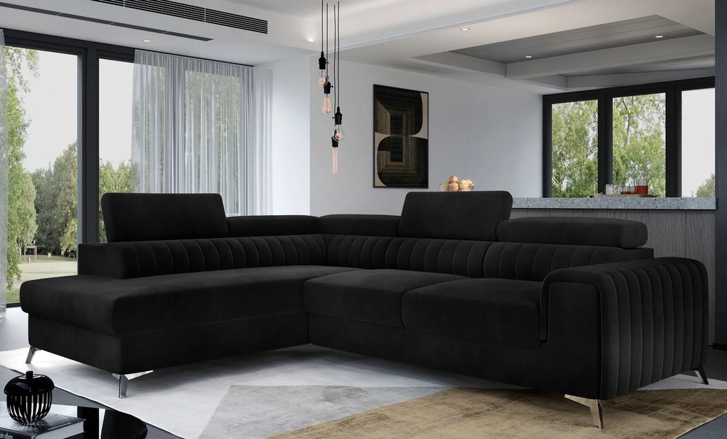 Ъглов диван Renesy-Black-Left