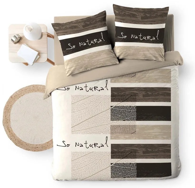 Кафяво двойно памучно спално бельо 200x200 cm So Natural – douceur d'intérieur