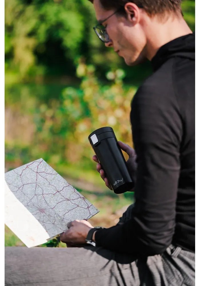 Черен термос за пътуване , 400 ml Fuori - Vialli Design