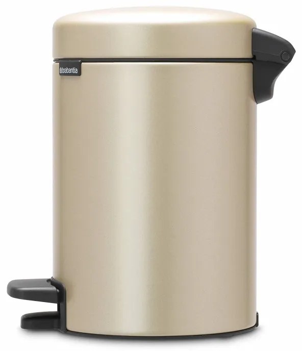 Кош за боклук с педал Brabantia NewIcon 1003195, 3 л, Плавно затваряне, Противоплъзгаща основа, Златен металик