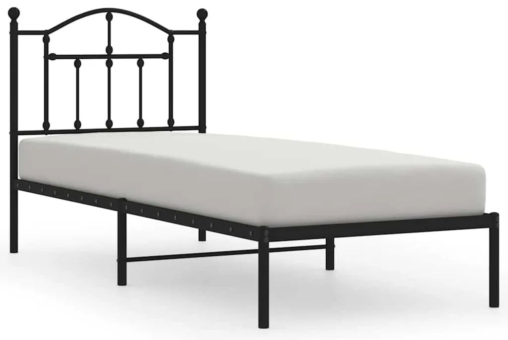 353430 vidaXL Метална рамка за легло с горна табла, черна, 80x200 см