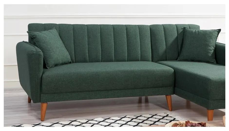 Тъмнозелен ъглов разтегателен диван (десен ъгъл) Aqua – Balcab Home