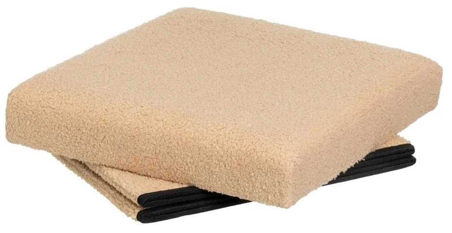 Светлокафява табуретка от прежда с примки от букле Folding – Casa Selección