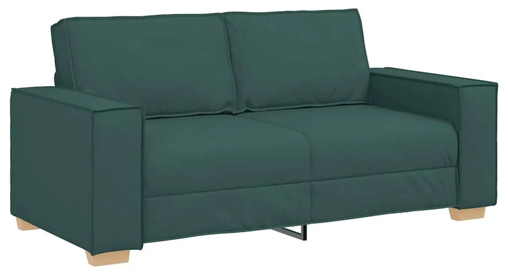 4104985 vidaXL Двуместен диван, тъмнозелен, 140 см, плат
