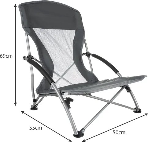 Туристически сгъваем стол с капацитет 100 кг - сив