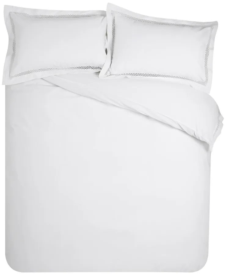 Бяло двойно удължено спално бельо 230x220 cm Classic Lattice Lace – Catherine Lansfield