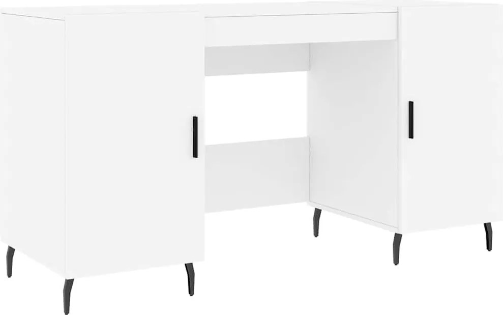 829564 vidaXL Бюро, бяло, 140x50x75 см, инженерно дърво