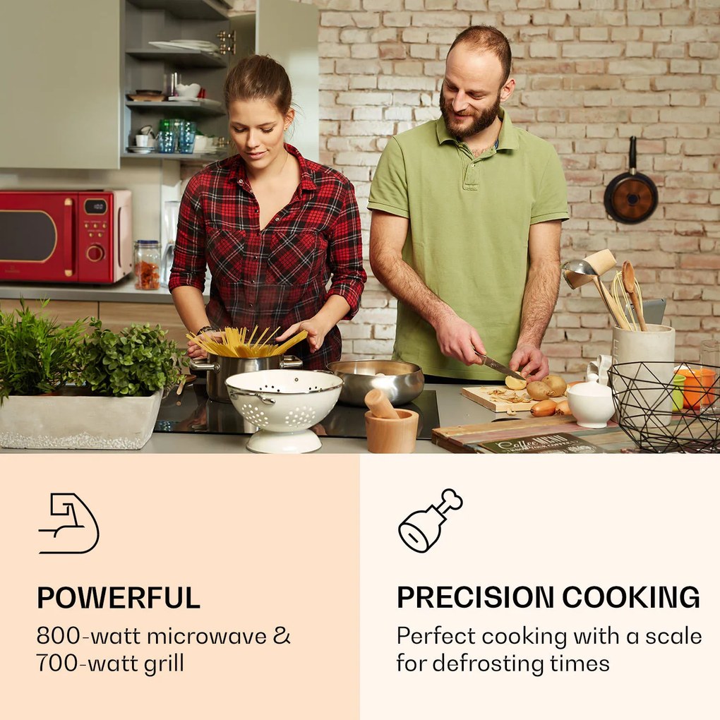 Klarstein Julieta, микровълнова фурна с грил, 20 л, 700 / 800 W, Ø25,5 см, 8 програми