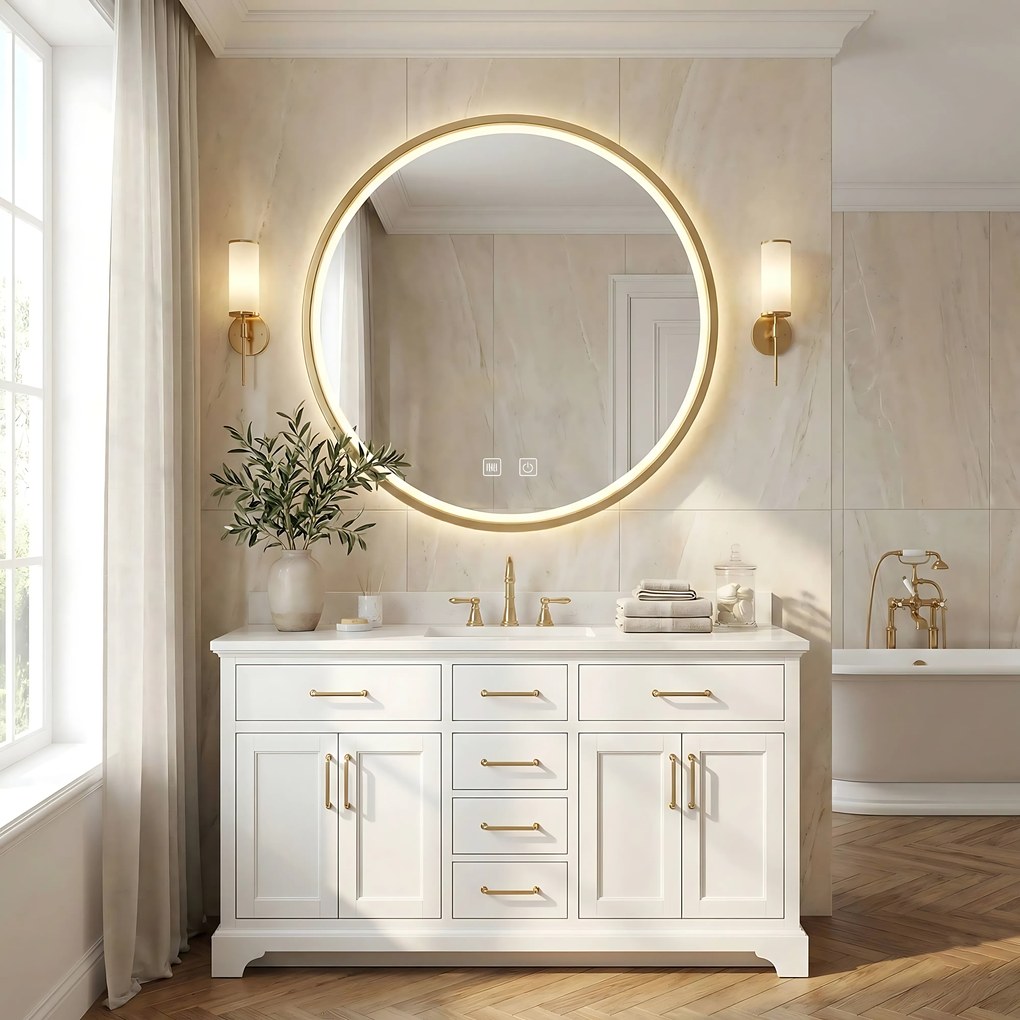 Огледало LED 90cm MMJ BRUSH GOLD