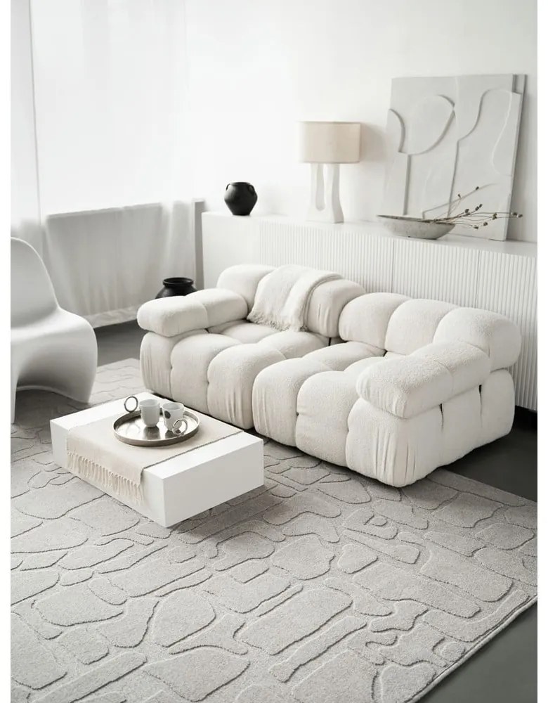 Светлосив вълнен килим 133x190 cm Morphic Dunes – Agnella