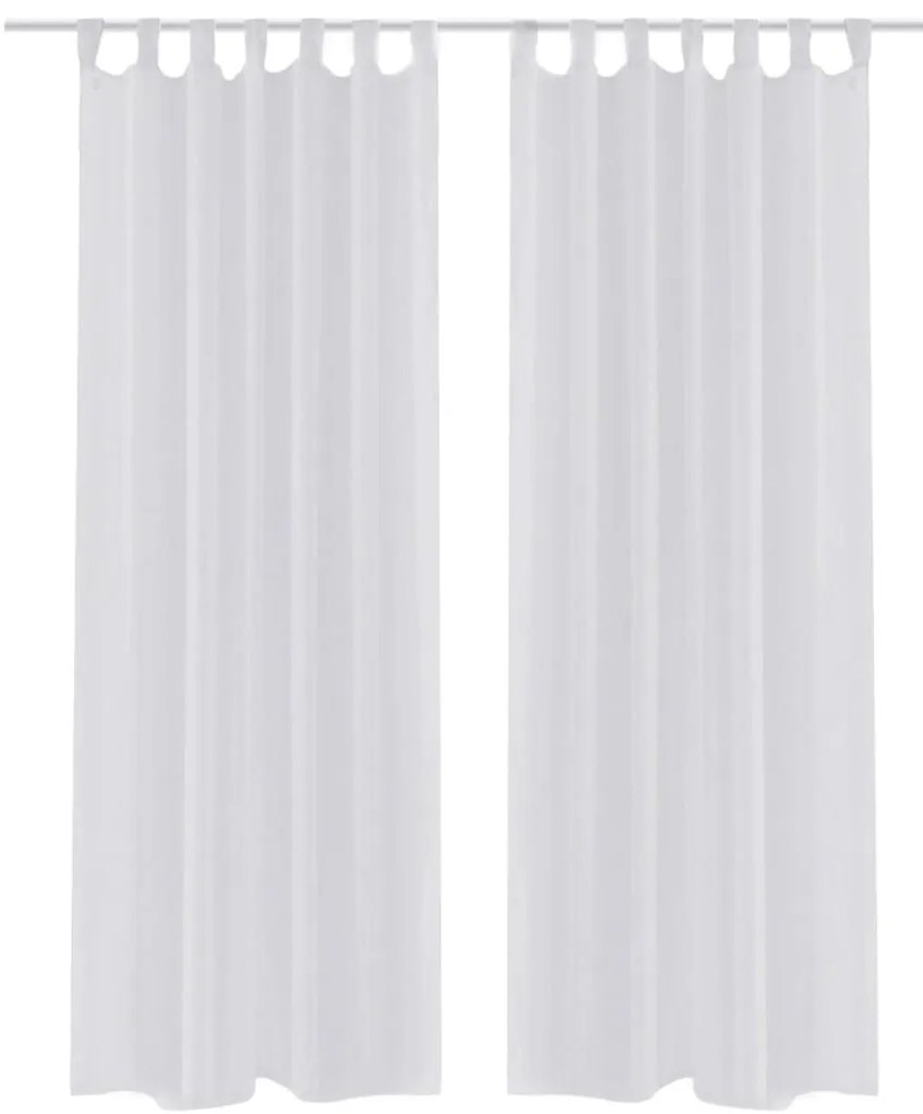 130198 vidaXL Бели прозрачни завеси 140 х 225 см – 2 броя