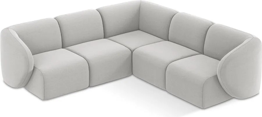 Светлосив кадифен ъглов диван Lani – Makamii