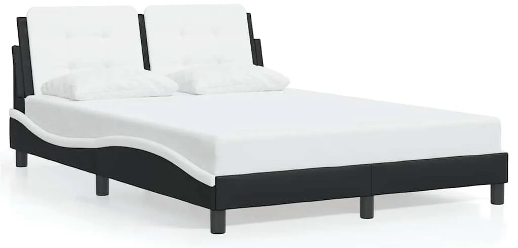 3208175 vidaXL Рамка за легло без матрак Zadar, черно-бяла, 120x200 см, изкуствена кожа