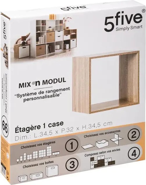 Рафт 5five Mix'n Modul, 1 отделение, MDF, 35x32x35 cm - Дървесен
