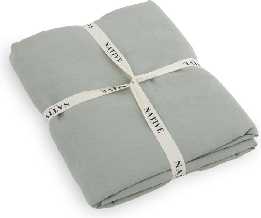 Сиво-зелено единично ленено спално бельо 135x200 cm Stone – Native Natural