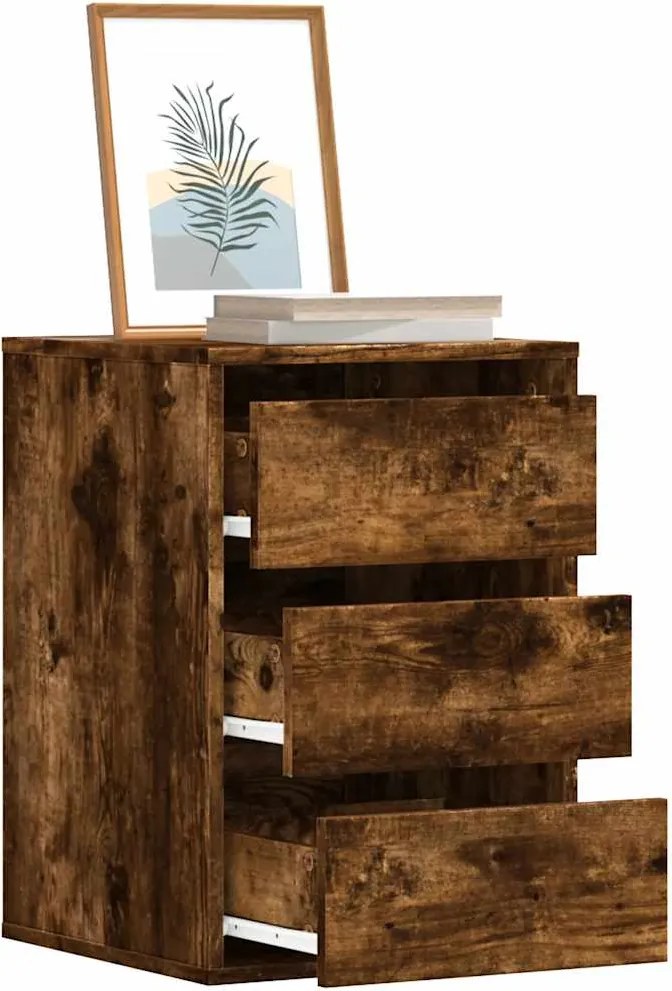 852838 vidaXL Ъглов скрин с чекмеджета опушен дъб 40x41x58см, инженерно дърво