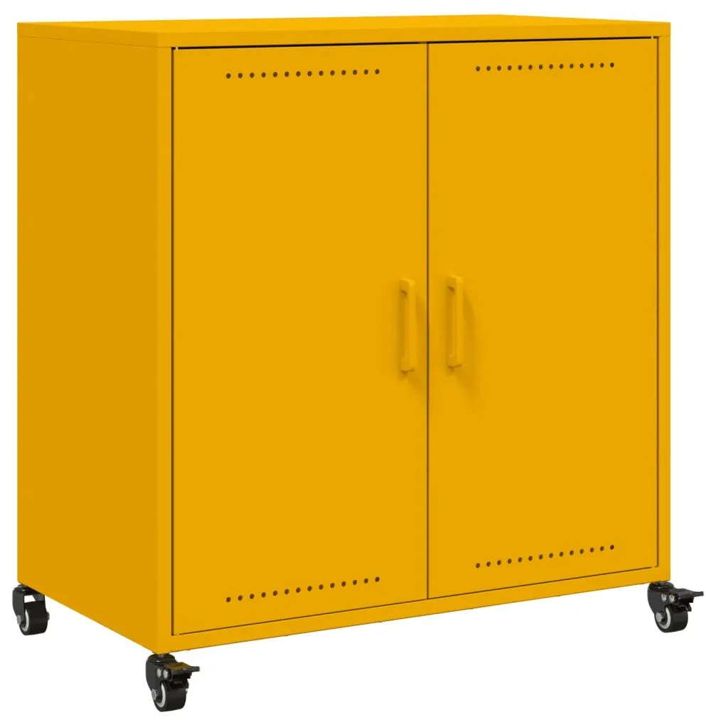 846659 vidaXL Бюфет, горчица жълто, 68x39x72 см, стомана
