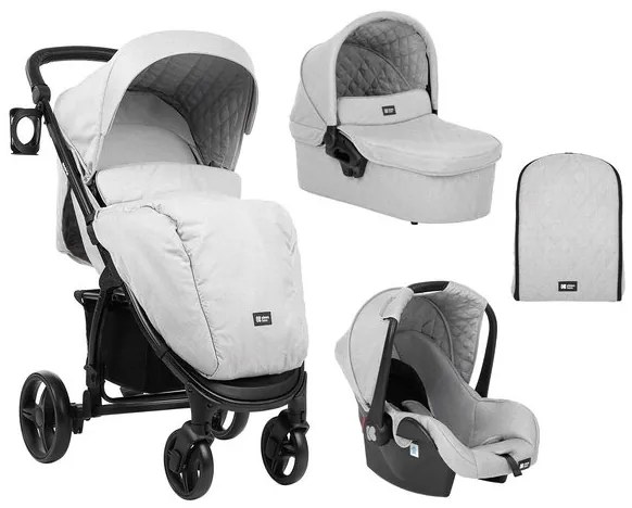 Бебешка количка 3в1 Madrid KIKKABOO - Light Grey Melange