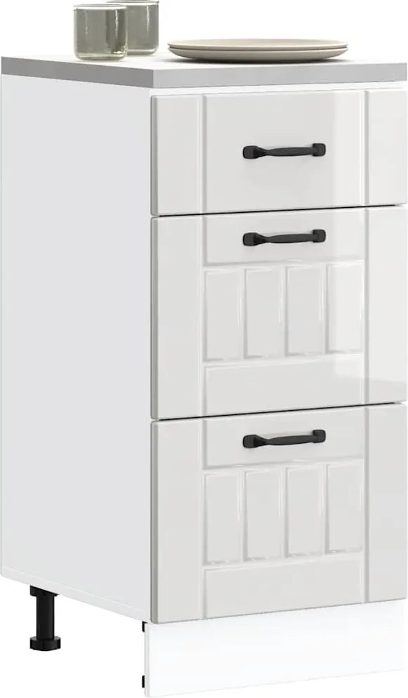 854232 vidaXL Кухненски шкаф "Lucca" с висок гланц, бяло, инженерно дърво