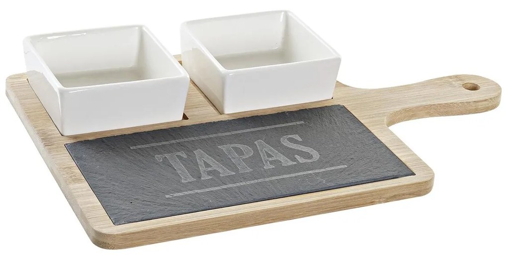 Комплект за предястие DKD Home Decor Tapas Дъска Бамбук Каменинов (31 x 20 x 5 cm) (3 Части)