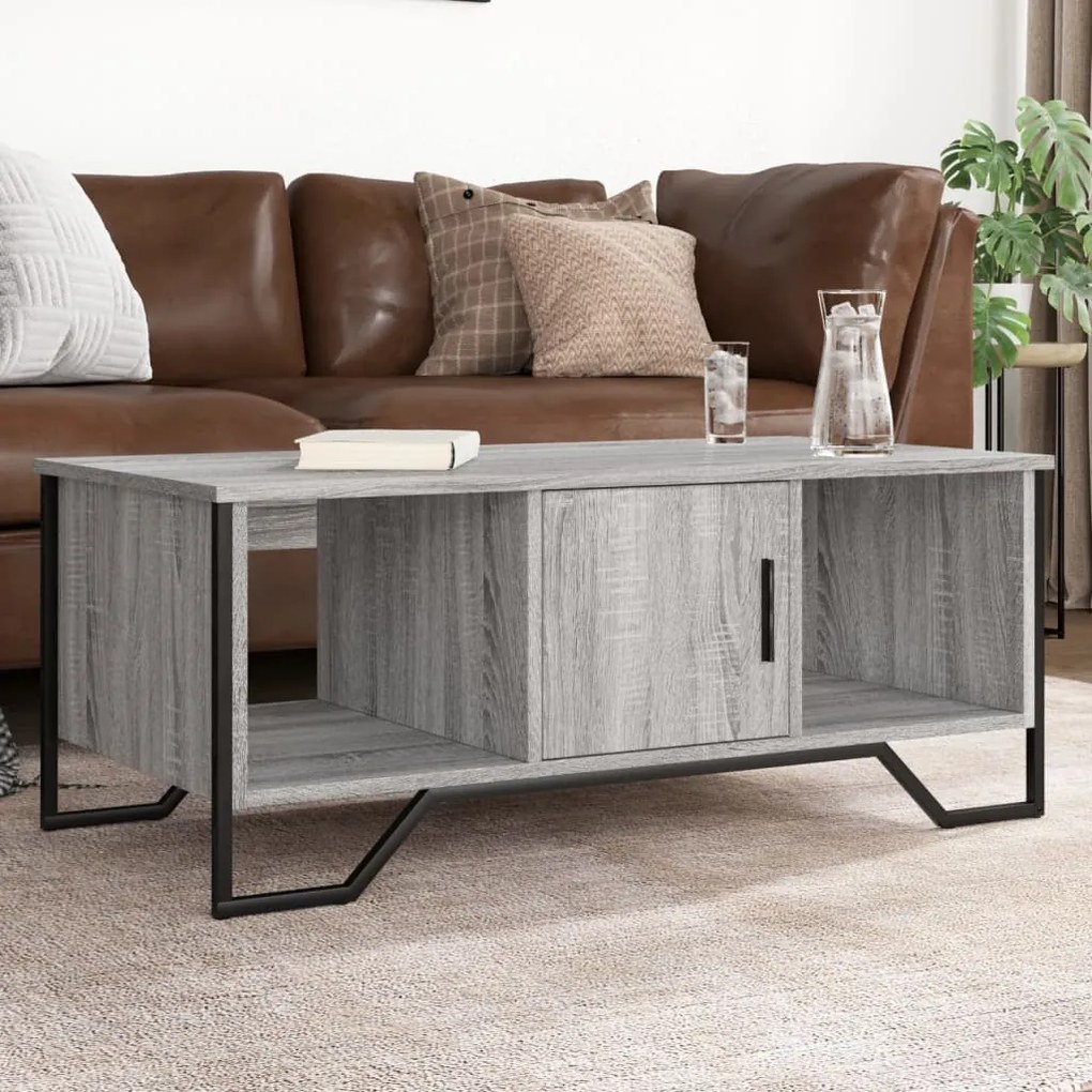 848492 vidaXL Кафе маса, сив сонома, 100x51x40 см, инженерно дърво