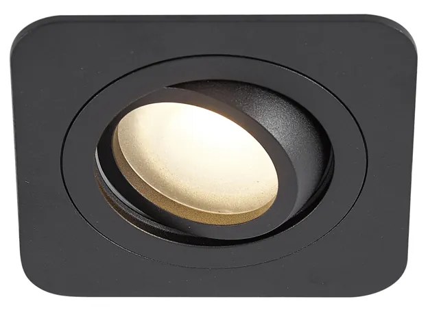 Комплект от 6 заоблени вградени спота черни GU10 50mm въртящи се и накланящи се IP44 - Alberto