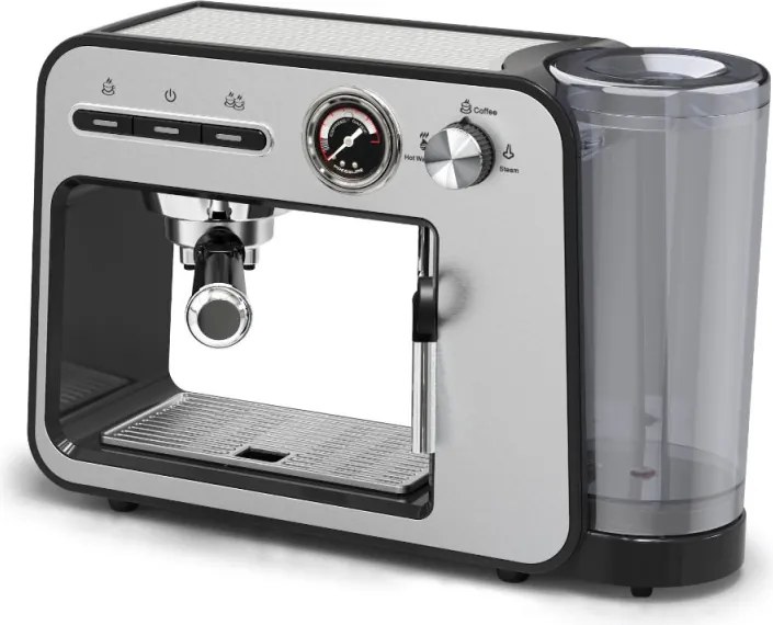 Втора ръка: Еспресо машина Oliver Voltz OV51171H, 1450W, 15 bar, 1L, Подгряване на чаши, Авт. изключване, Инокс/черен