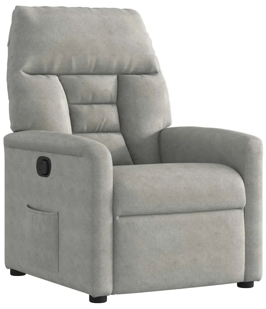 4015564 vidaXL Реклайнер стол, светлосив, микрофибърен текстил