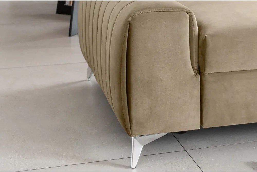 Светлокафяв кадифен разтегателен диван 261 cm Laurence – ELTAP